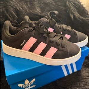 adidas Campus Women’s Black Sneakers with Pink Stripes